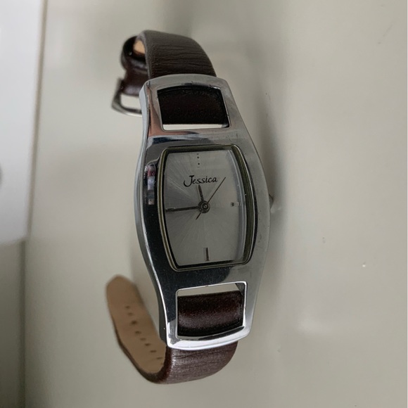 Vintage 90’S JESSICA Leather Brown Band Silver Wrist Watch Women’s BRAND NEW - Picture 11 of 16
